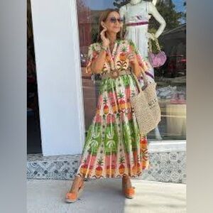 Holiday Colorful Pineapple Print Dress